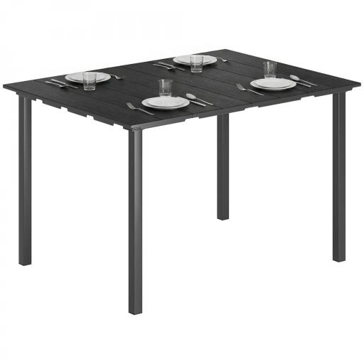 Mesa de Comedor de Jardín para 6 Personas con Superficie de HDPE Estructura Metálica para Patio 120x90x74 cm Negro [9]