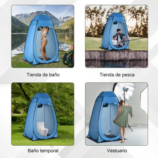 Tienda de Ducha Portátil con Bolsillo Bolsa de Transporte y UV 20+ para Baño Inodoro 126x124x189 cm Azul [4]