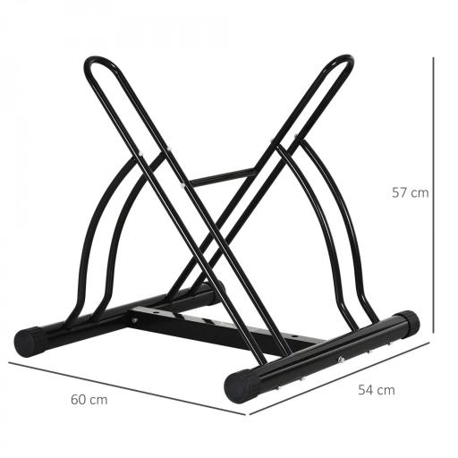 Soporte para Aparcar 2 Bicicletas, Aparcamiento Estacionamiento para Bicis, Inferir 65mm de Ancho, Fácil de Montar, Almohadilla Antideslizante, Interior y Exterior, 60x54x57 cm, Negro [4]