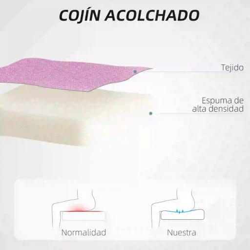 Silla de Oficina con Ruedas Altura Ajustable y Tapizado en Lino Sintético para Oficina o Estudio 53x43x85-93 cm Rosa [2]