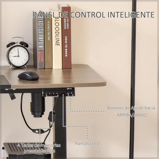 Escritorio Eléctrico con Altura Ajustable y 4 Teclas de Memoria para Oficina Hogar 140x70x72-116 cm Negro y Teca [4]