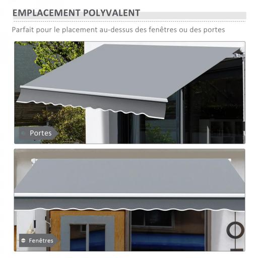 Toldo para Patio Balcón Terraza y Jardín de 400x250cm con brazo articulado de Aluminio y tela de Poliéster de 280g/m² Color Gris [4]