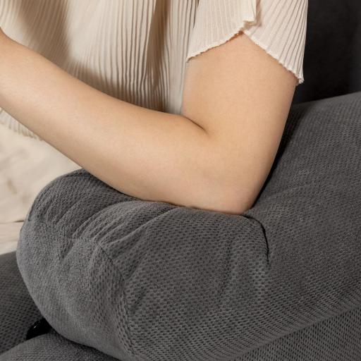 Sillón de 2 Plazas Relax Reclinable Manual Sillón Relax Tapizado en Terciopelo Reposapiés Ajustable Asiento Amplio Gris [7]