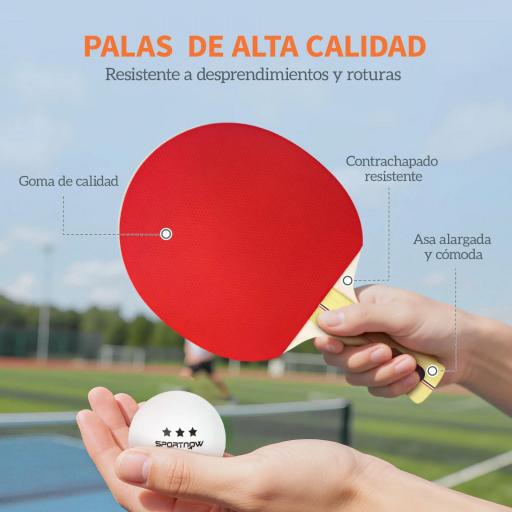 Palas de Ping Pong con 4 Raquetas 8 Pelotas y Estuche de Transporte para Principiantes Expertos Rojo [3]