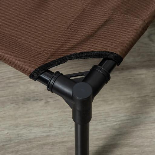 Cama Elevada para Perros Gatos Portátil Cama para Mascotas con Zona de Malla Transpirable y Tela Oxford para Interior Exterior 122x92x23 cm Café [6]