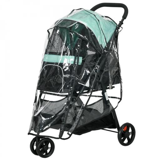 Carrito para Perros Pequeños con Cesta de Almacenaje Cubierta para Lluvia y Ventana de Malla 80,5x51,5x100 cm Verde [9]