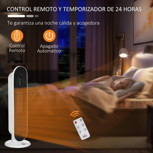 Calefactor Cerámico de Torre 1200W/2000W Calefactor PTC con Mando a Distancia Termostato Temporizador de 24H Oscilación 45° y Sistema Antivuelco para Sala de 20 m² Blanco y Negro [6]