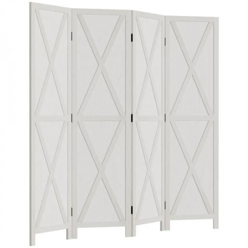 Biombo de 4 Paneles Separador de Ambientes Plegable 182x170 cm Divisor de Espacios Elegante Blanco [9]