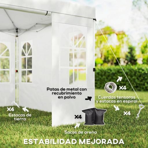 Carpa Plegable 3x3 m Pop-up con UPF50+ 4 Laterales Desmontables Altura Ajustable y Bolsa de Transporte Blanco [6]