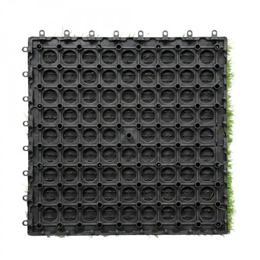 Césped Sintético de 22 Piezas Alfombra Césped Artificial 30x30 cm con Altura de Hierba 25 mm Drenaje Automático Verde [8]