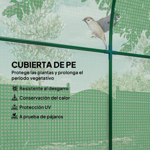 Invernadero de Jardín 180x180x200 cm Invernadero de Túnel Pequeño con Puerta Enrollable y Ventana de Malla Verde [2]