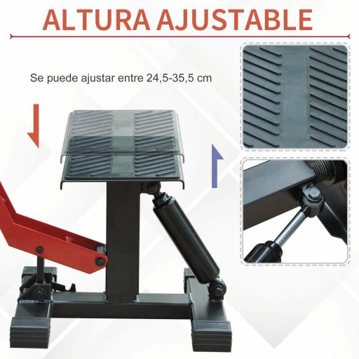 Caballete Elevador Universal Altura Ajustable 245-355 mm para Moto tipo Soporte de Motocross para Aparcar o Reparar Amortiguamiento Acero [4]