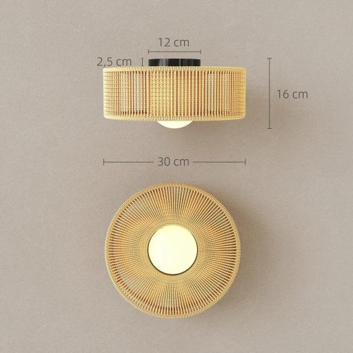 Lámpara de Techo LED Bohemio 20W 3000 K con Pantalla de Cuerda de Lino para Dormitorio Salón Cocina Comedor Marrón [1]