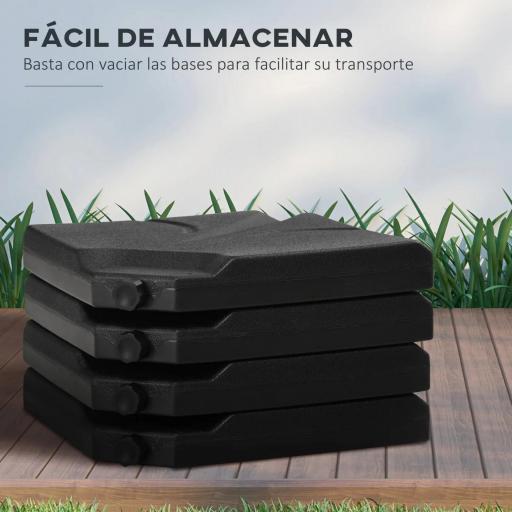 Base para Sombrilla de 4 Piezas Rellenable con Arena 72 kg o Agua 56 kg para Jardín Patio Terraza Negro [6]
