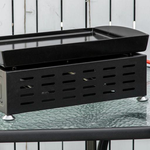 Plancha de Gas Sobremesa con 2 Quemadores de Acero Inoxidable 6 kW con Plancha para Jardín Camping 48,5x48x21 cm Plata [7]