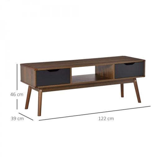 Mueble de TV Mesa de Salón para Televisión de 50 Pulgadas con 2 Cajones y Compartimento Abierto Estilo Moderno 122x39x46 cm Marrón [1]