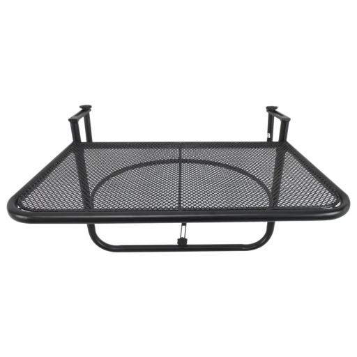 Mesa Colgante de Balcón con Brazo Regulable y Altura Ajustable en 3 Posiciones Marco Metálico 60x56x50 cm Negro [9]