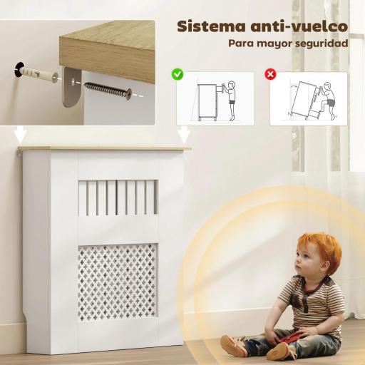 Cubre Radiadores 78x19x81 cm Cubierta para Radiador Diseño Moderno de Listones y Nido de Abeja Blanco [2]