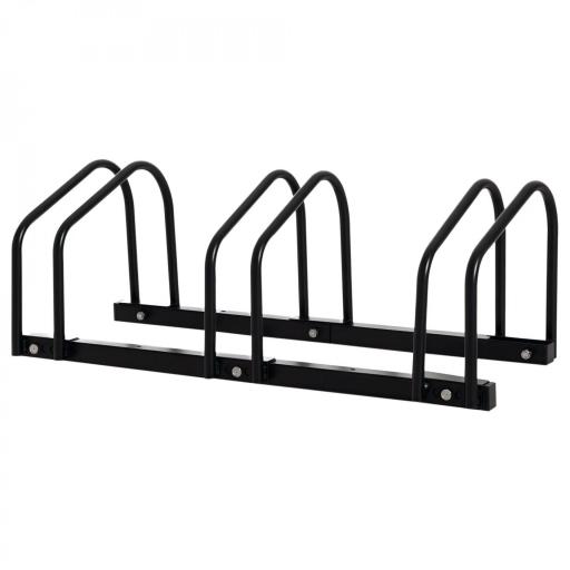 Aparcamiento para 3 Bicicletas Soporte de Acero para Aparcar Bicicletas en el Suelo o Pared 76x33x27 cm Negro [9]