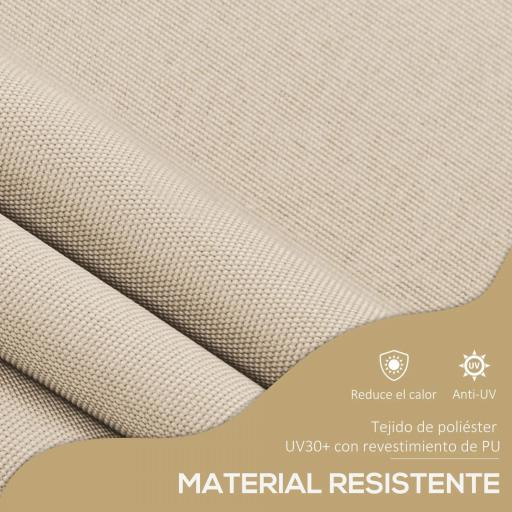 Toldo Manual Retráctil con Manivela 350x120x210-300 cm con Altura Ajustable Impermeable y Anti-UV Arena [3]