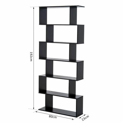 Estantería para Libros Moderna Librería con 6 Estantes para Comedor Salón Estudio 80x23x192 cm Negro [1]