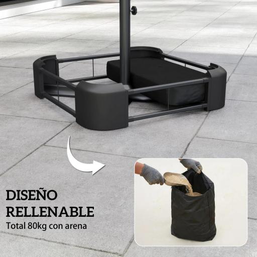Base para Sombrilla con Funda Bolsas de Arena Pie para Sombrilla Postes Ø48 mm Rellenable Arena 80kg Arena Húmeda 90 kg [2]