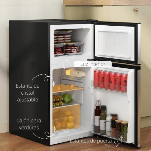 Mini Nevera Silenciosa 88 L Clase E Bajo Encimera Temperatura Regulable 5 Niveles Puerta Reversible Luz Interior Negro [3]