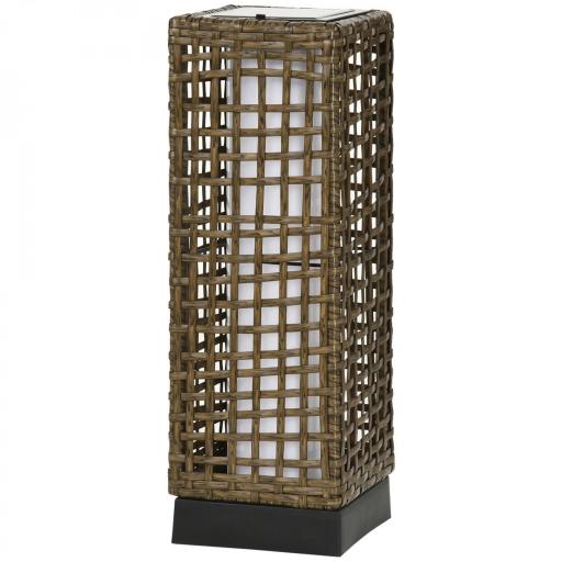 Lámpara Solar de Ratán Sintético con Luces LED Encendido/Apagado Automático para Exterior 15,5x15,5x46 cm Arena [9]