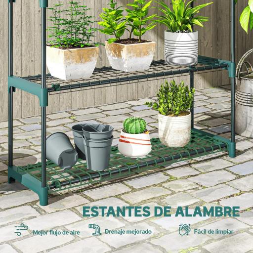 Juego de 2 Soportes para Plantas de 4 Niveles Interior y Exterior Estantes Metálicos con Conectores Fácil Montaje Verde [7]
