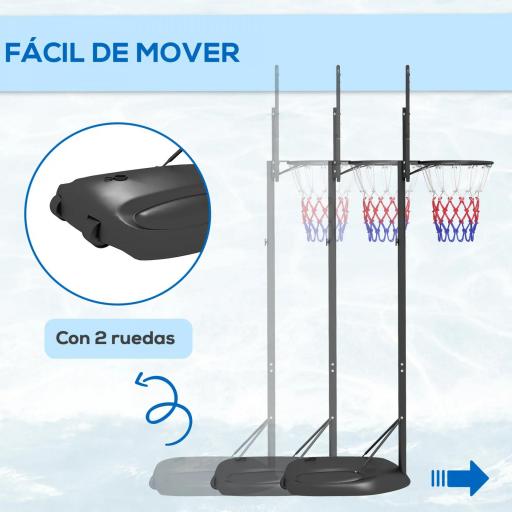 Canasta de Baloncesto para Exterior con Altura Ajustable 216-277 cm Ruedas y Base Rellenable Negro [3]