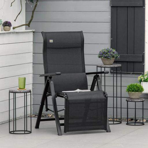 Tumbona Plegable de Jardín Tumbona Gravedad Cero con Respaldo Ajustable en 9 Posiciones con Cojín 70x65x111 cm Negro