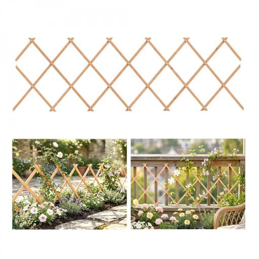 Enrejado de Jardín de Madera Extensible Soporte para Plantas Trepadoras Rosas y Parra 180x60 cm Marrón Claro [3]