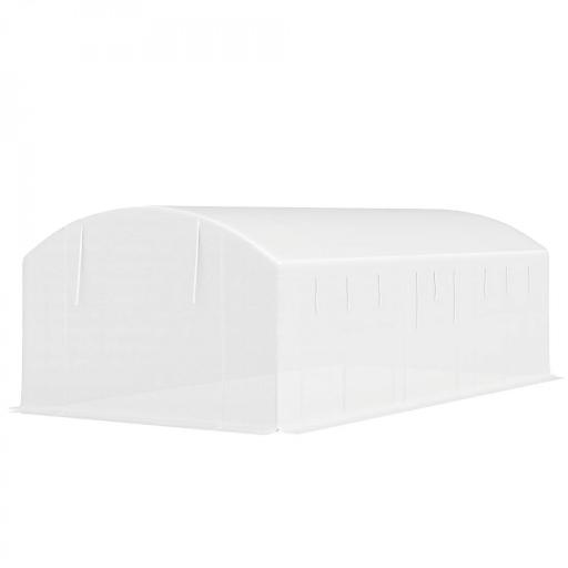 Invernadero de Túnel 6x3x2 m con 6 Ventanas de Malla Cubierta de PE Anti-UV y 3 Puertas Enrollables Blanco [8]