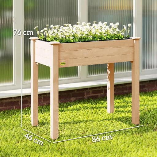 Huerto Urbano Elevado de Madera 86x46x76 cm con Tela no Tejida para Cultivos Plantas Flores Natural [3]