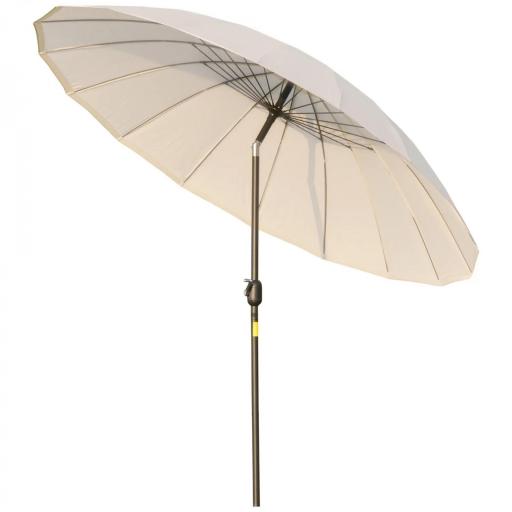 Sombrilla de Jardín Ø250x240 cm con Manivela Parasol con Ángulo Inclinable con 18 Varillas para Exterior Crema [8]