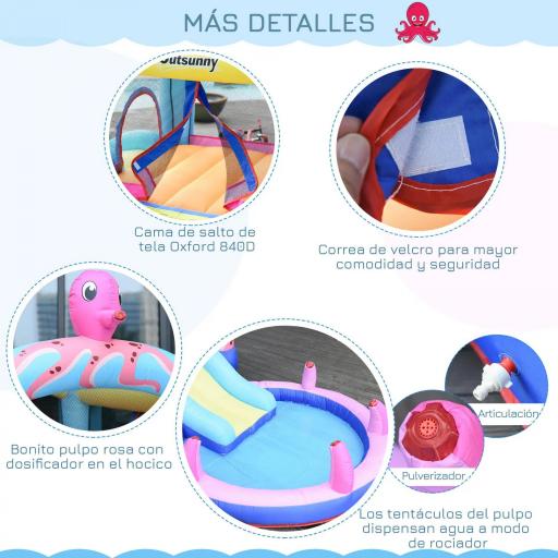 Castillo Inflable Infantil con Tobogán Cama de Salto Piscina Inflador y Bolsa de Transporte 360x175x180 cm Multicolor [4]