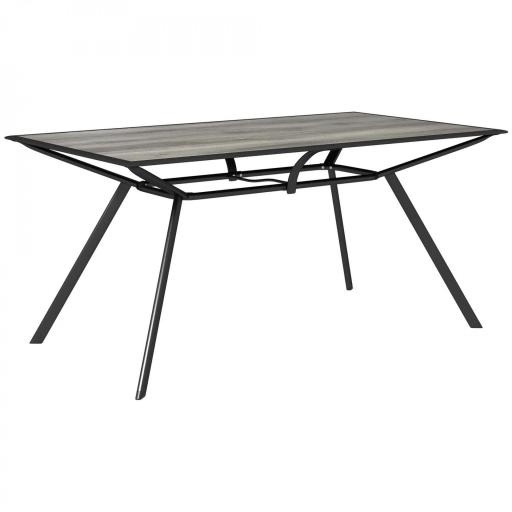Mesa de Comedor de Exterior con Encimera Imitación Madera para 6 Personas con Estructura de Acero 160x90x73 cm Gris [8]