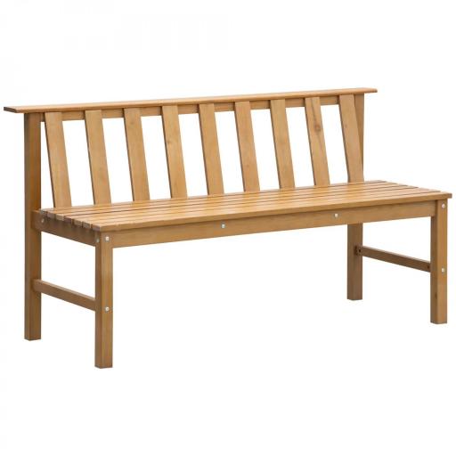 Banco de Jardín de 3 Plazas Banco Exterior de Madera con Respaldo de Listones para Terraza Patio 144x60x77 cm Natural [8]