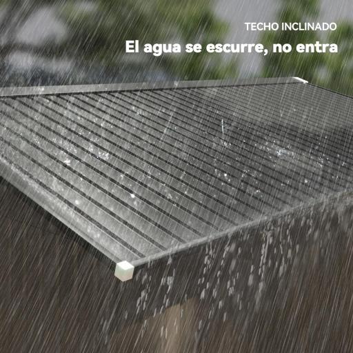 Cobertizo de Jardín Exterior 12,4 m² 340x386x200 cm con Puerta Corredera Techo Inclinado y 4 Ventanas Marrón [6]