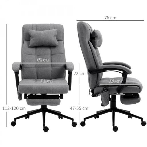 Silla de Masaje Reclinable con 6 Puntos de Masaje y 5 Modos Función de Calefacción Ajustable 66x76x112-120 cm Gris [1]