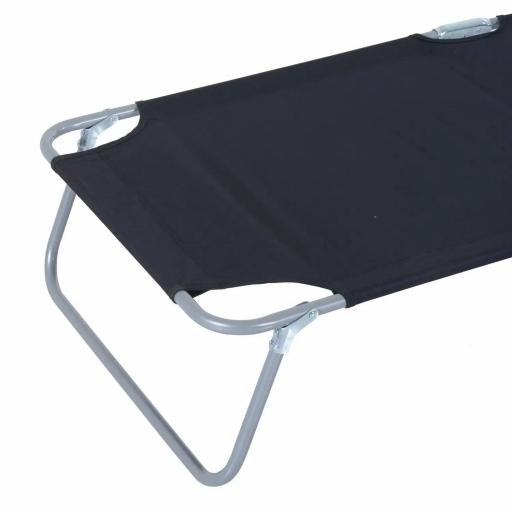 Tumbona de jardín Plegable con Toldo y Respaldo Reclinable para Jardín Terraza Acampada 187x58x36cm Negro [6]