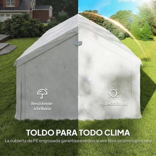 Carpa para Fiestas 4x6 m Carpa de Jardín con Paredes Extraíbles 2 Puertas y Ventanas UPF30+ para Boda Camping Blanco [2]