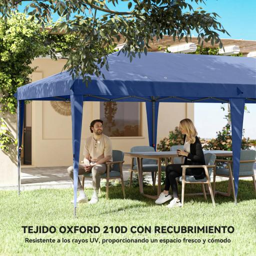 Carpa Plegable 6x3 m Pop-up con 4 Laterales Desmontables Cenador de Jardín con 2 Ventanas y Bolsa de Transporte Azul [5]