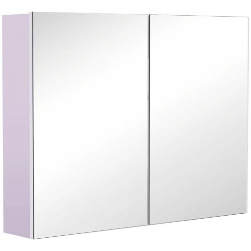 Armario de Baño con Espejo Armario de 2 Puertas con 3 Estantes Interiores Estilo Moderno para Dormitorio Salón 80x15x60 cm Lila Claro [3]