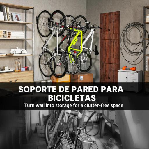 Soportes de Pared para Bicicletas de 4 Piezas Plegables hasta 30 kg con Tornillos para Casa Garaje y Sótano Negro [2]
