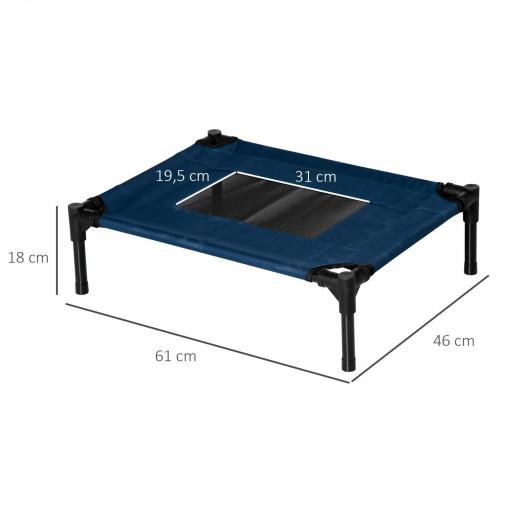 Cama Elevada para Perros Gatos Portátil Cama para Mascotas con Zona de Malla Transpirable y Tela Oxford para Interior Exterior 61x46x18 cm Azul [1]
