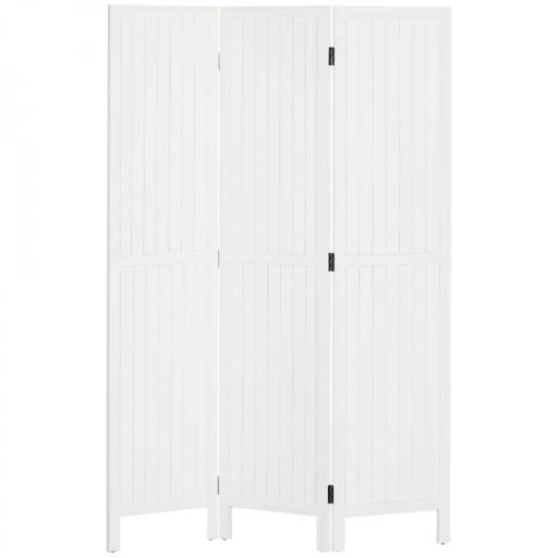 Biombo de 3 Paneles con Pantalla de Privacidad Divisor de Habitación Plegable 120x1,8x170 cm Estilo Rústico Blanco [3]