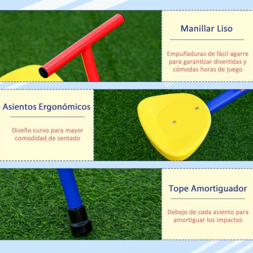 Balancín Giratorio 360 Grados para Niños +3 Años con Base de 4 Varillas Postes de Tope y Asas Fáciles de Agarrar Patio Jardín [5]