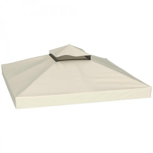 Toldo de Recambio 3x3 m con Techo Doble con Orificios de Drenaje y Protección UPF30+ Crema Solo Toldo NO Incluye Marco [9]