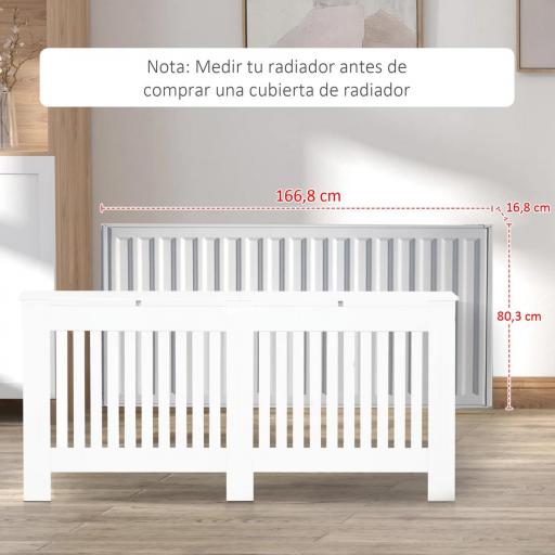 Cubreradiador de MDF Cubierta para Radiador para Salón Dormitorio Pasillo 172x19x81 cm Blanco [3]
